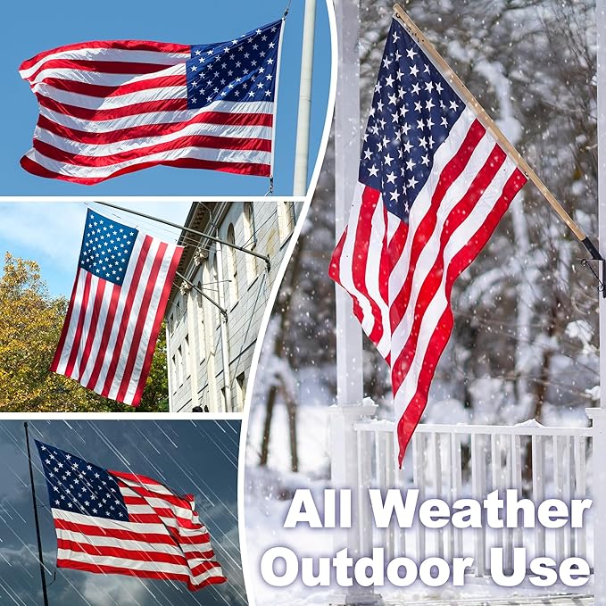 American Flag 2.5x4 FT TearProof Series, Heavy Duty Tough Spun Polyester USA Flags High Wind for Outside Outdoor with Durable Embroidered Stars Sewn Stripes Brass Grommets