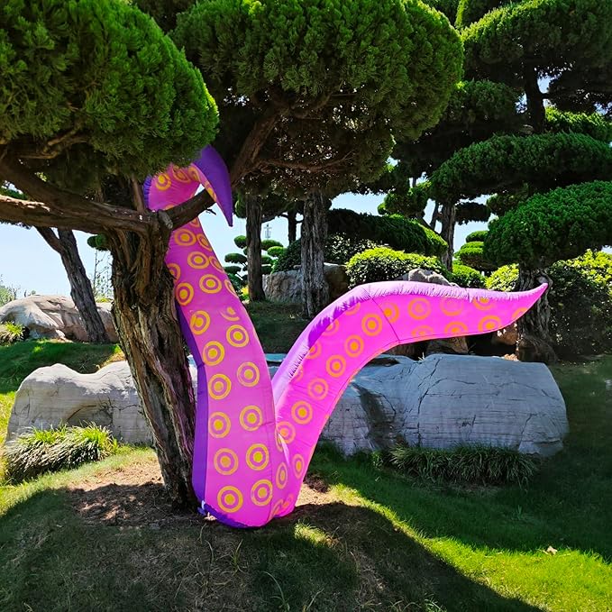 DearSun 6.7FT L Giant Halloween Inflatable Octopus Tentacle Halloween Inflatable Tentacles Broke Out from Windows, 2 Jumbo Blow Up Tentacles with Build-in LED Lights Halloween Window Decoration