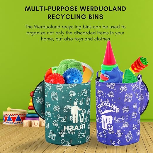 1 Pcs 30 Gallon Collapsible Trash Can Portable Waterproof Reusable with Zippered Lid for RV's, Camping, Recycling, Yard Waste, Leaf Bag, Children Toy Bin (Trash)