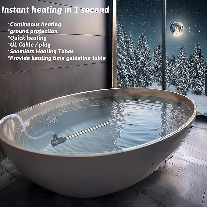 1800W Submersible Water Heater Portable Electric Pool and Hot Tub Immersion Water Heater with Temp Control, WiFi Timer for Bathtub, Spa, Swimming pool, above ground pool and baptismal pool