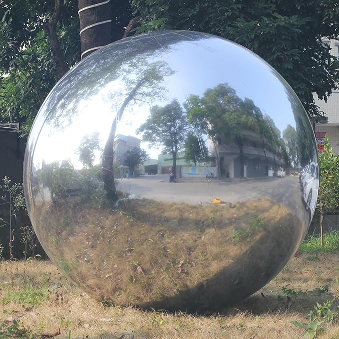 Generic Big Shiny Balls Giant Inflatable Mirror Balls for Events & Decor - Party, Advertising, Shows, Stage Decoration - Hanging & Standing-Various Sizes & Colors - Silver (0.6m/1.97ft)