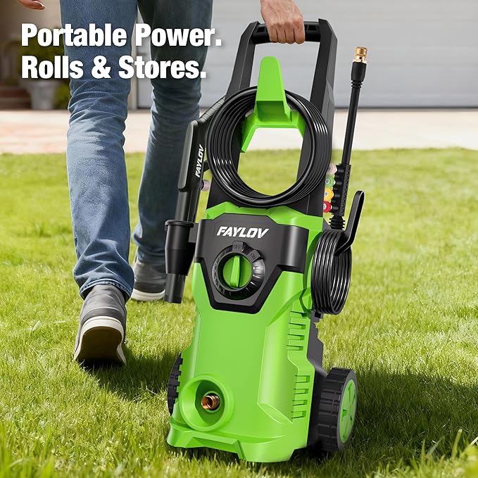 Pressure Washer - True 1378 PSI 1.25 GPM Power Washer with No-Bend 360° Nozzle, Foam Cannon & Complete 4-Nozzle Set for Car, Driveway, Patio