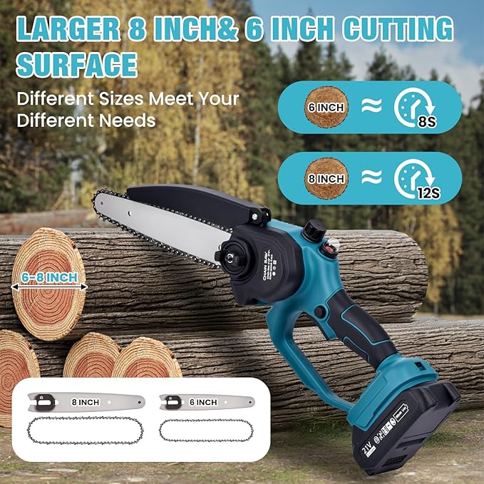 4-in-1 Electric Pole Saw & Pruning Shears Combo Kit, 6″& 8″Pole Saws for Tree Trimming, Cordless Shears and Battery Saw with Extension Pole & 2 x 21V Batteries for Garden Trimming