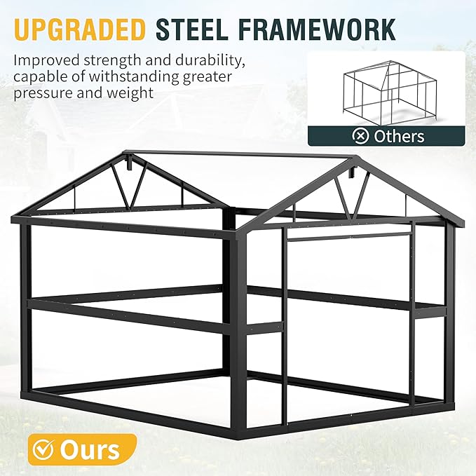 10x12 Ft Outdoor Storage Shed, Extra Large Metal Shed with Lockable Doors, 2 Windows, Outside Steel Tiny House Ideal for Garden, Backyard, Patio Utility, Tool Storage, Chicken Coops
