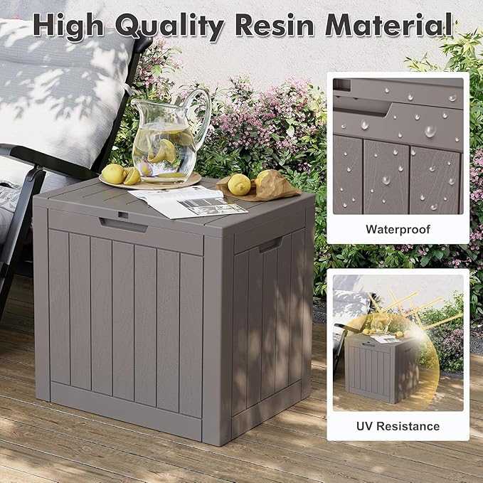 31 Gallon Outdoor Storage Box, Waterproof Resin Deck Box with Lockable Lid – Storage Cabinet for Patio Furniture, Pool Supplies, Garden Tools – Indoor & Outdoor Use(2Box/Set)