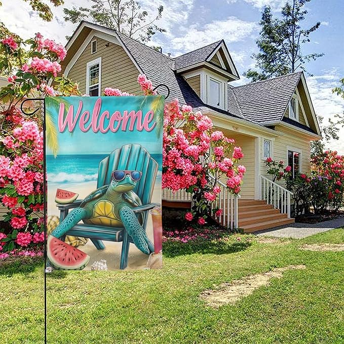 Sea Turtles Garden Flag Vertical Double Sided Outdoor Yard Flags 12.5x18 Inch Burlap Banners for House Lawn