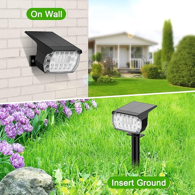 LANSOW Solar Spot Lights Outdoor Color Changing, 7 Modes/4 Pack, Waterproof, Solar Powered Flood Lights for Outside Yard Garden Pathway