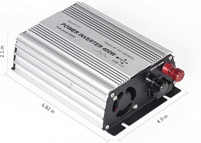 400W Power Inverter DC 12V，Output 110V-120V AC Car Inverter with USB Car Adapter