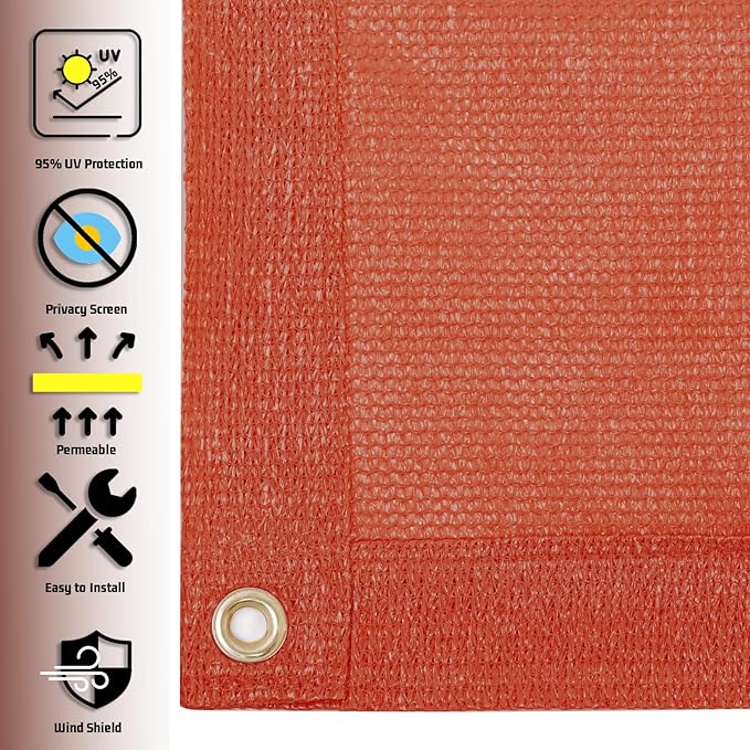 SUNNY GUARD Shade Cloth Custom Size 10x21 FT Sun Shade Screen Fabric Shade Cover Tarp with Grommets for Pergola Backyard Garden, Terra(We Customized)