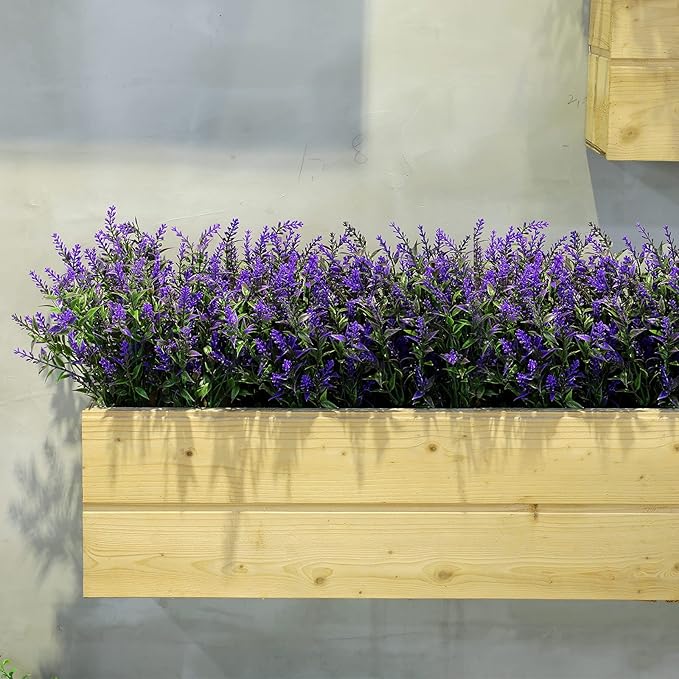 WILLBOND 12 Packs Artificial Lavender Bushes Faux Flowers Lavender Greenery Artificial Plants UV Resistant for Floral Arrangement Table Centerpieces (Purple)