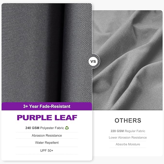 PURPLE LEAF 8.8' X 8.8' Left-right Tilt Patio Umbrella with Base Outdoor Cantilever Swivel Square Umbrella Aluminum Offset Umbrella with 360-degree Rotation for Garden Deck Pool Patio Light Grey
