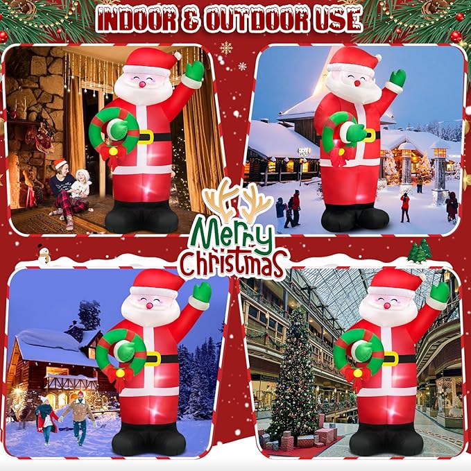 Danxilu 12 FT Giant Santa Claus Inflatable Christmas Decorations Outdoor Built-in LED Lights, Large Inflatable Santa Blow up Yard Decorations Waterproof Christmas Decor for Outside Lawn Xmas Holiday