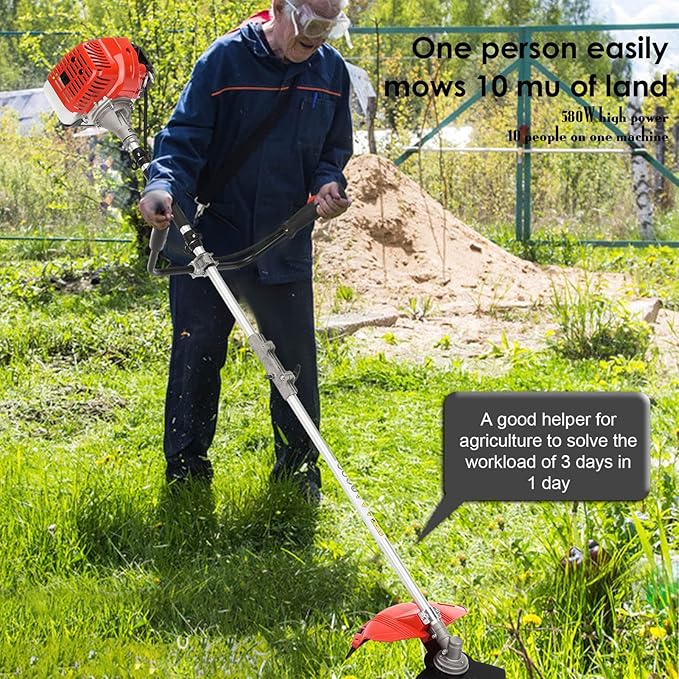 Weed Eater Gas Powered 52cc 2-Stroke Gas Crank, 2 in 1 Grass Trimmer, Multi-Functional Trimming Tool - String Trimmer, Brush Trimmer Red