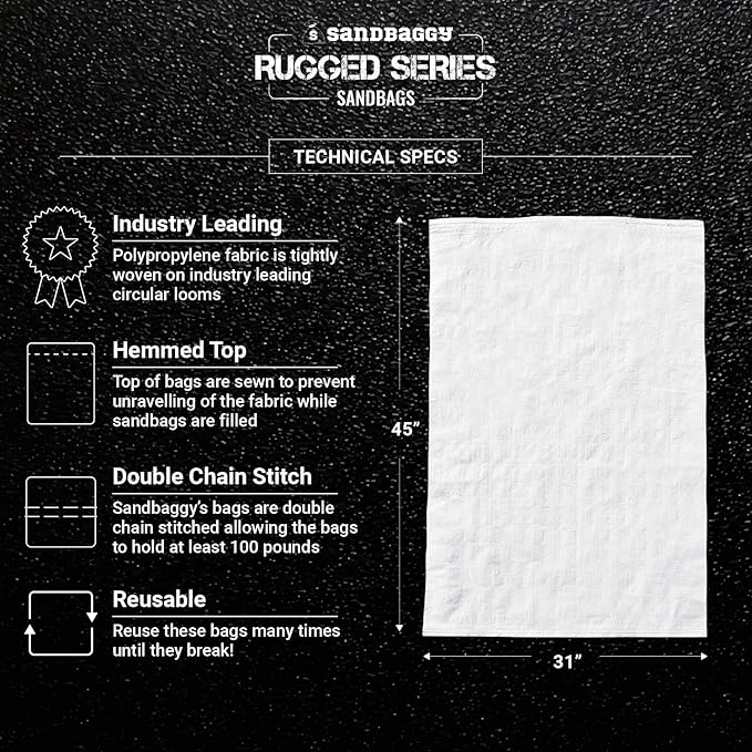 Sandbaggy Large Sandbags - Size: 31" x 45" - Thick Heavy Duty Contractor Bags, Heavy Duty Garbage Bags, Dumpster Bag, Construction Trash Bags, Contractor Bags 6 mil (25)