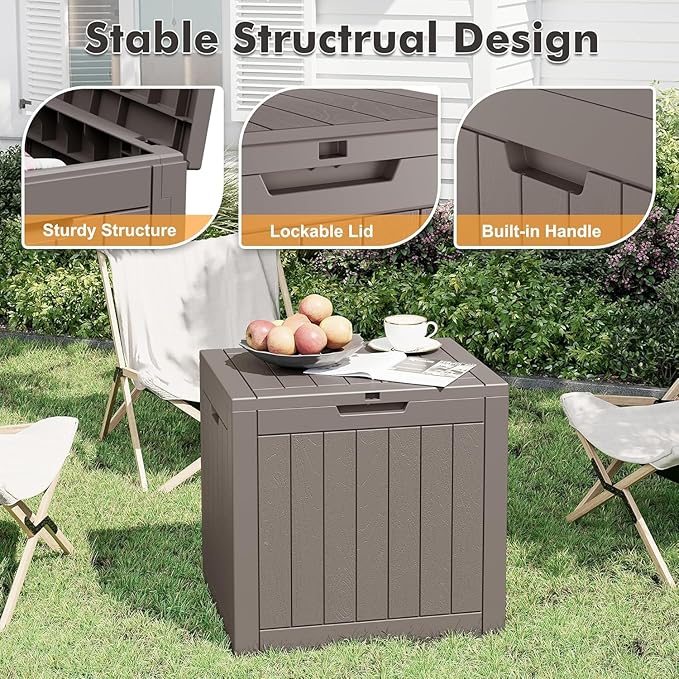 31 Gallon Outdoor Storage Box, Waterproof Resin Deck Box with Lockable Lid – Storage Cabinet for Patio Furniture, Pool Supplies, Garden Tools – Indoor & Outdoor Use(2Box/Set)