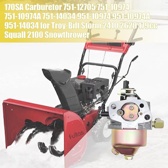 Huayi 951-12705 Carburetor 170SA for Troy-Bilt Storm 2410 2620 179cc, Squall 2100 Snowthrower; For MTD Cub Cadet Yard Machines Lawn Mowers 165-SU 165-SUA 165-SUB 265-SU 365-SUA 365-SUB Engine Model
