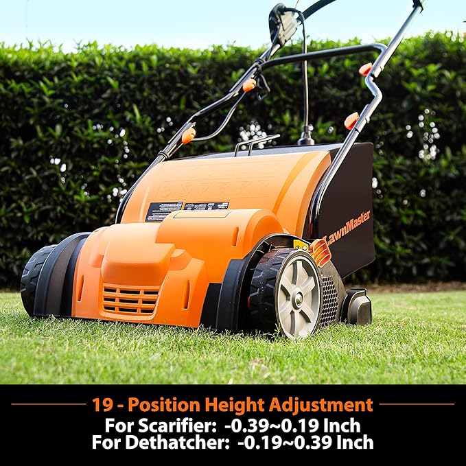 LawnMaster GV1314 Electric 15” 13 Amp Dethatcher and Scarifier