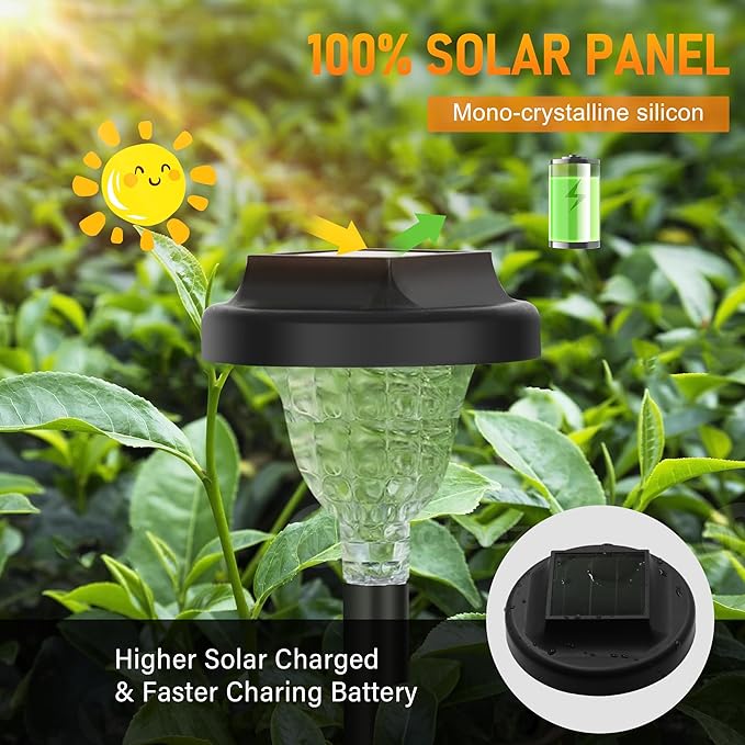 Siatom Solar Pathway Lights 10 Pack, Bright Solar Path Lights Outdoor Waterproof IP65, Walking Path Solar Lights for Outside, Garden, Lawn, Walkway, Yard (Cold White)