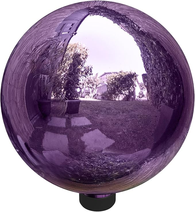 Alpine Corporation 10" Diameter Indoor Outdoor Glass Gazing Globe Garden Decor, Purple