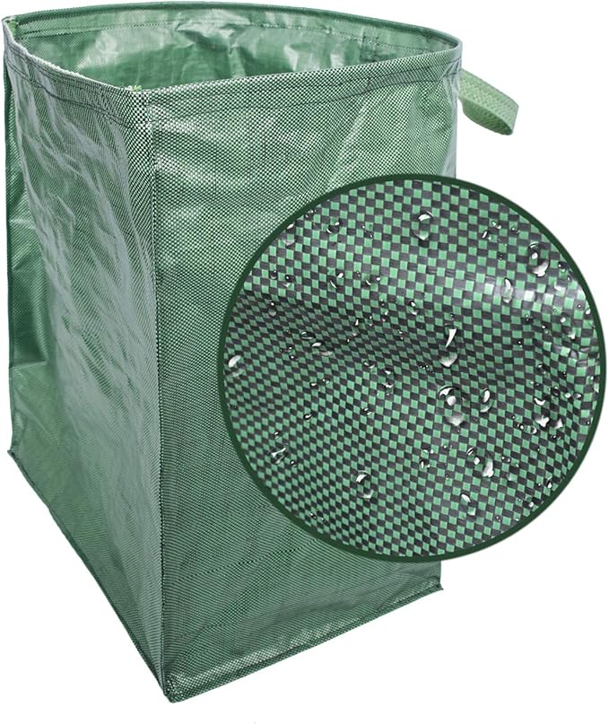 UNISTRENGH 2-Pack Set 106 Gallons Reusable Garden Bag with Reinforced Handles Heavy Duty Gardening Bags Lawn Pool Garden Leaf Waste Bag (Green-Double)