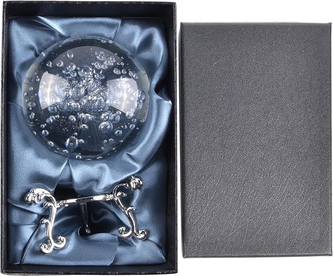ChezMax Crystal 2 inch (50mm) Bubble Crystal Ball Paperweight Gorgeous Glass Ball for Decorative Ball Lensball Photography Gazing Divination or Feng Shui and Fortune Telling Ball