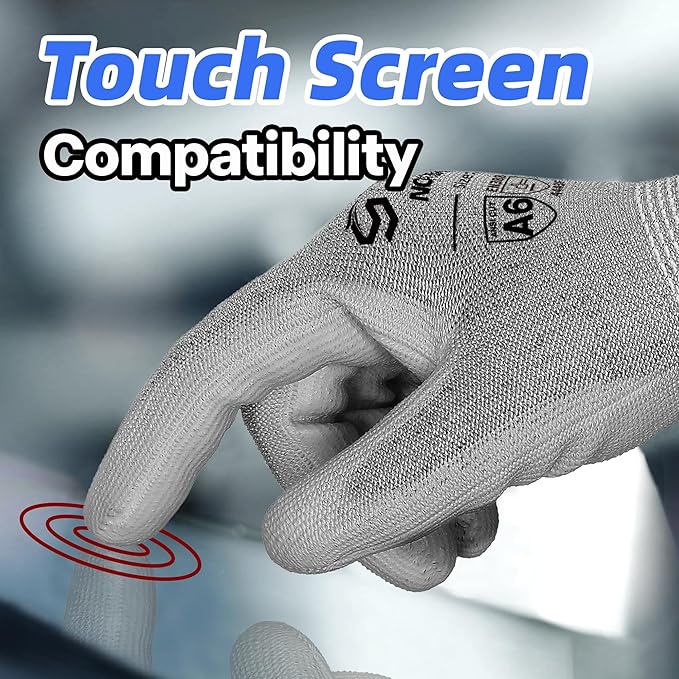 Schwer 3 Pairs Cut Resistant Gloves ANSI A6 Cut Proof Work Gloves, Touchscreen, for Men and Women Used to Woodworking, Glass Cutting, Construction, Cargo Handling, Material Sorting, Car Repair, S