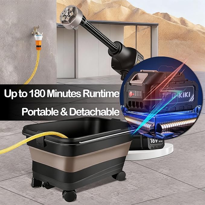 Portable Cordless Pressure Washer, W/Foldable6.08Gal Tank Battery Powered 6-in-1 Nozzle Max 435PSI for Car/Fence/Garden/Floor/Yards Cleaning Camping and Pet Cleaning Electric Washer