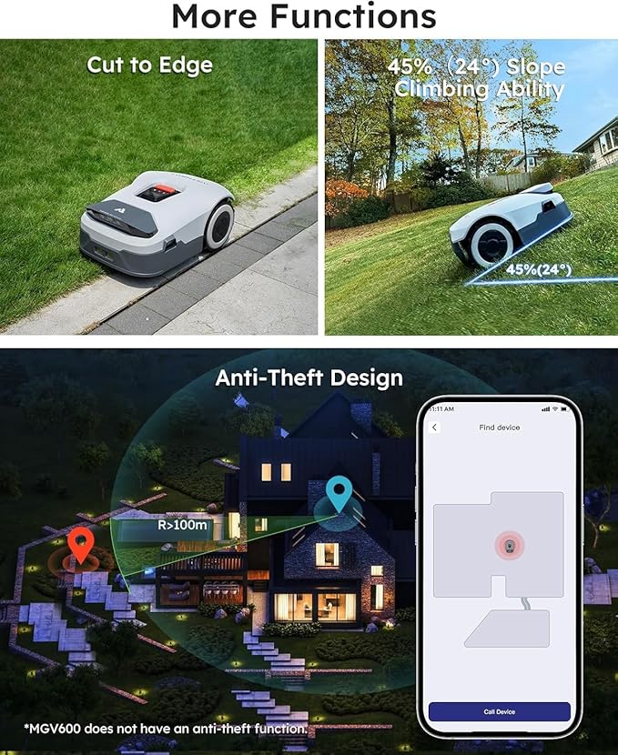 Robot Lawn Mower with Garage - NO Wire Robotic Lawnmower 0.22 Acre, Full Band RTK+4-Eye Vision, Automatic Mapping, 20 Multi-Zone Management, Accurate Obstacle Avoidance, APP Control