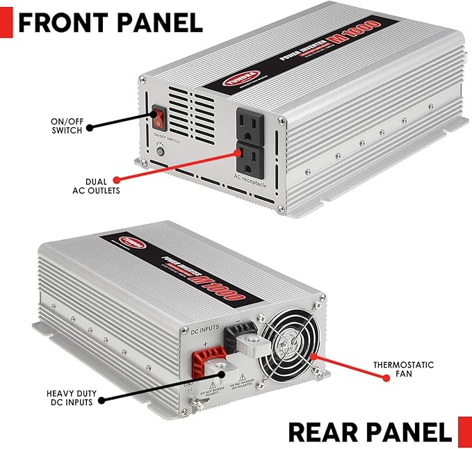 Tundra M Series - Truck Power Inverter - Modified Sine Wave 1000W / 12 Volts DC to 120 Volts AC - M1000