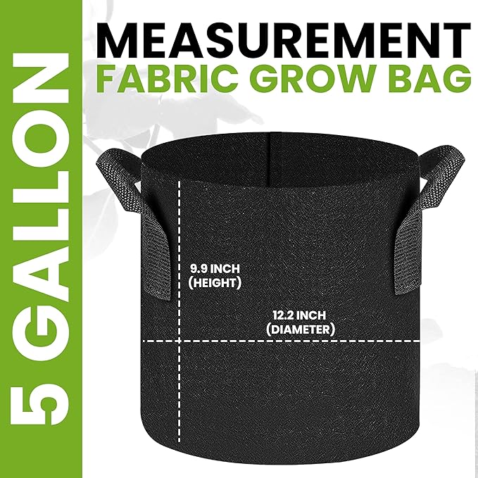 Utopia Home 10 Pack 5 Gallon Grow Bags, 300G Thickened Nonwoven Plant Fabric Pots for Outdoor, Grow Pots, Garden Plant Bags, Aeration Fabric Planters for Fruits, Vegetables and Flowers