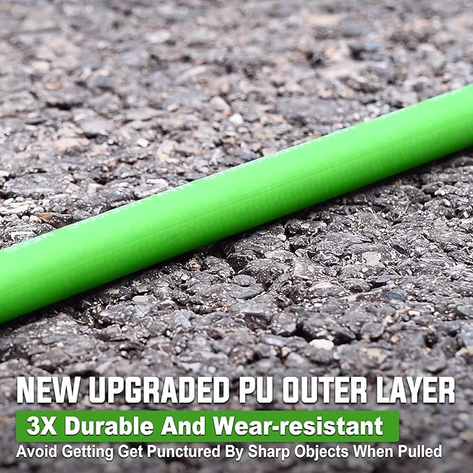 YAMATIC Durable Pressure Washer Hose 50FT, 3400 PSI 1/4'' Power Washer Hose Replacement for Gas&Electric Washer, Wear Resistant Extension Leak-Free M22 Fittings, Green