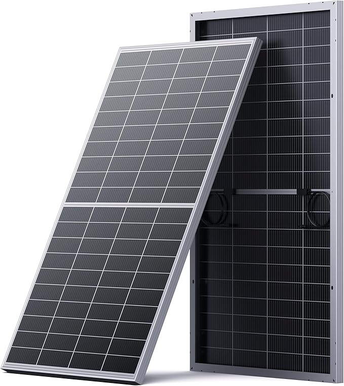 N-Type 16BB Bifacial Solar Panel 200 Watt,12V 200W Monocrystalline Solar Panel, 25% High Efficiency PV Module, for Van RV Trailer Marine Rooftop Home Power Station Off Grid (1 Pack Silver)