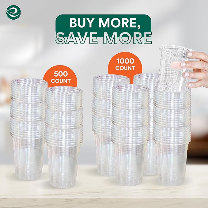 ECO SOUL 100% Compostable, Disposable Party Cups | Eco-friendly Party Cups | (100 Count, 16 oz Cold Cups)