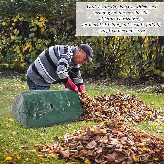 Berlune 6 Pcs Reusable Yard Waste Bags with Lid and Handles Extra Large Lawn Bags for Collecting Fall Leaves Heavy Duty Garden Trash Container for Camping Outdoor Debris Branches Grass(72 Gallon)