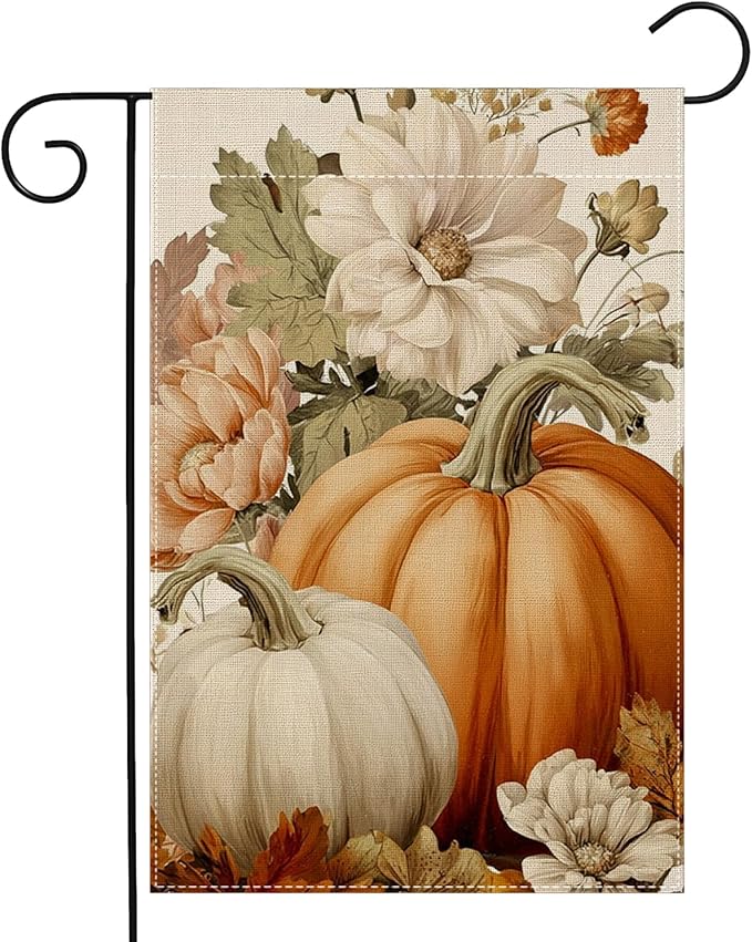 Garden Flags, Garden Flag, Stained Glass Style Pumpkin Maple Leaf Double-Sided Flags for Farmhouse Yard Outdoor Decoration-12 x 18inch (Pumpki7)