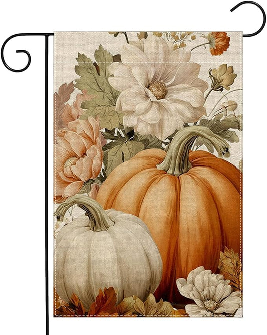 Garden Flags, Garden Flag, Stained Glass Style Pumpkin Maple Leaf Double-Sided Flags for Farmhouse Yard Outdoor Decoration-12 x 18inch (Pumpki7)