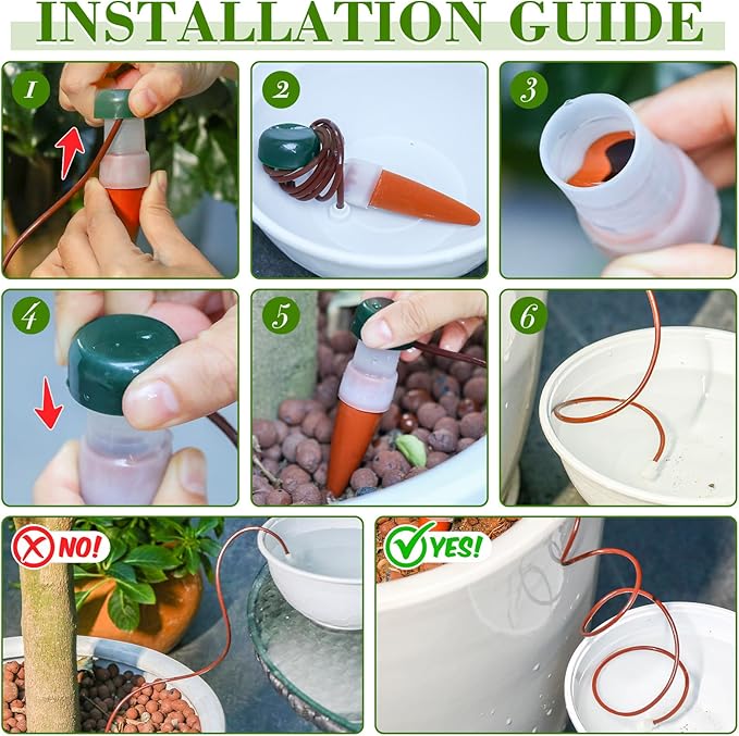 Norme Plant Drip Irrigation Set 500 ml Drip Water Bag Plant Waterer with Support Rod Plant Watering Stakes Self Watering Spikes Automatic Watering System for Potted Plants Indoor Outdoor(6 Pcs)