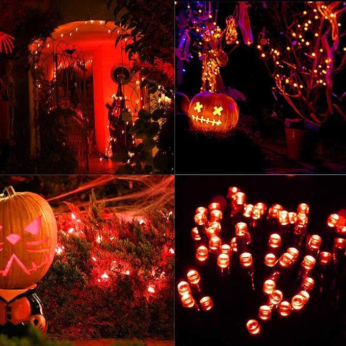 300 LED Halloween Lights, 98.5FT Halloween String Lights with 8 Lighting Modes, Waterproof & Connectable Mini Light, Plug in for Indoor Outdoor Holiday Christmas Party Bedroom Decorations (Orange)