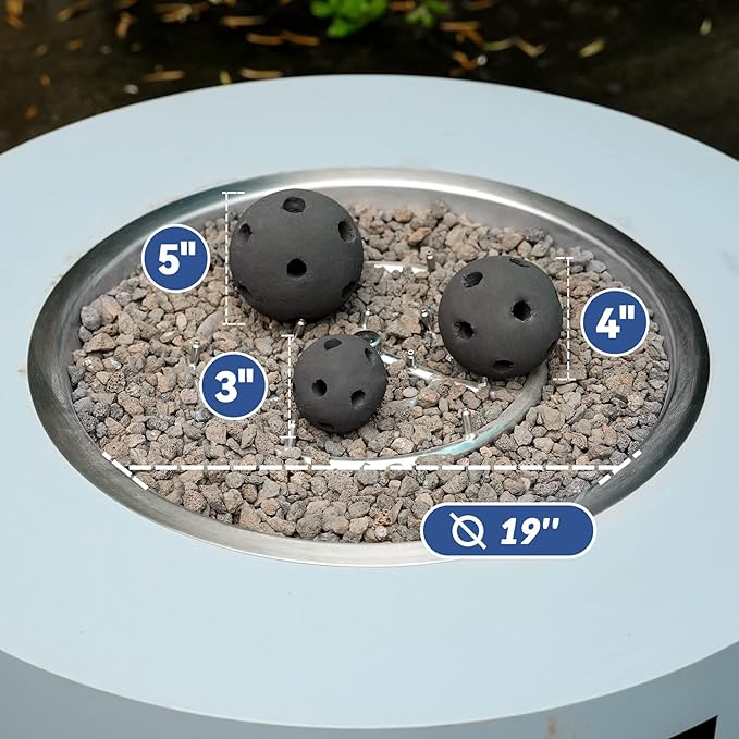 Skyflame Hollow Ceramic Balls, Set of 12 Round Fire Stones Set for Indoor and Outdoor Fire Pits or Fireplaces Accessory, 4 Inch, Black