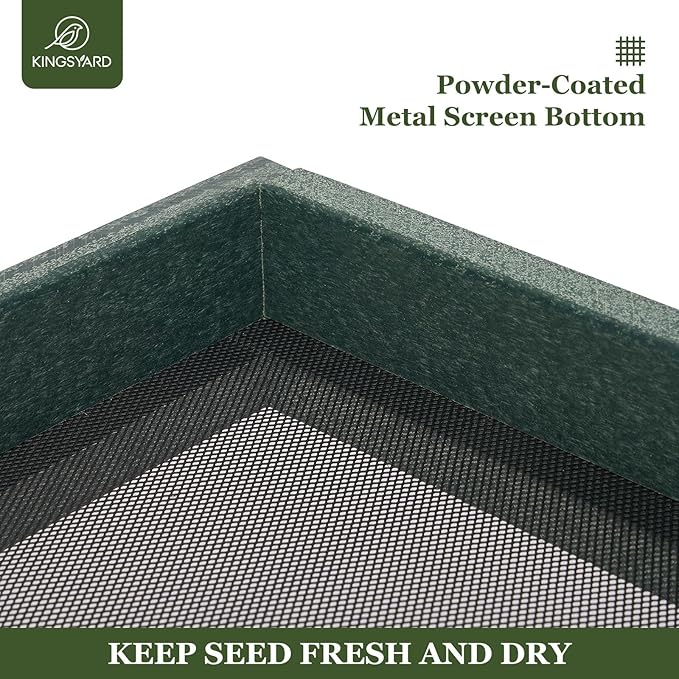 Kingsyard Platform Mealworm Bird Feeder for Outside, Recycled Plastic Hanging Tray Bird Feeders with Large Capacity 3.5 lbs, Premium Quality & Durable, Great for Attracting Wild Birds, Green