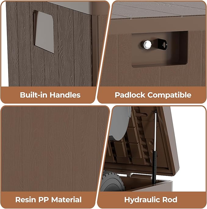 28 Gallon Outdoor Storage Box Waterproof, Patio Deck Storage Box For Package Delivery, Lockable Resin Deck Box, Square Deck Box Small Container for Furniture Cushions, Garden Tools, Pool Accessories