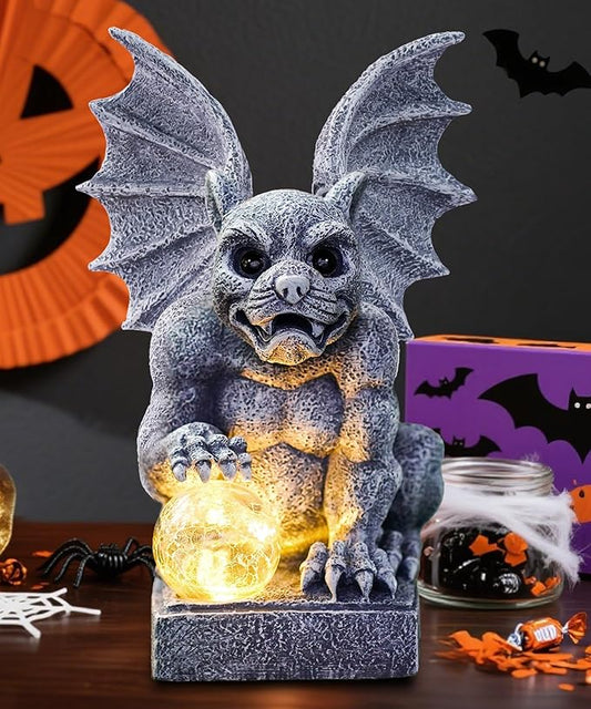 Gargoyle Statue for Garden Decor: Gothic Outdoor Dragon Figurines Sculpture with Ball for Lawn Patio Yard Balcony - Best Gifts for Mom Grandma Women