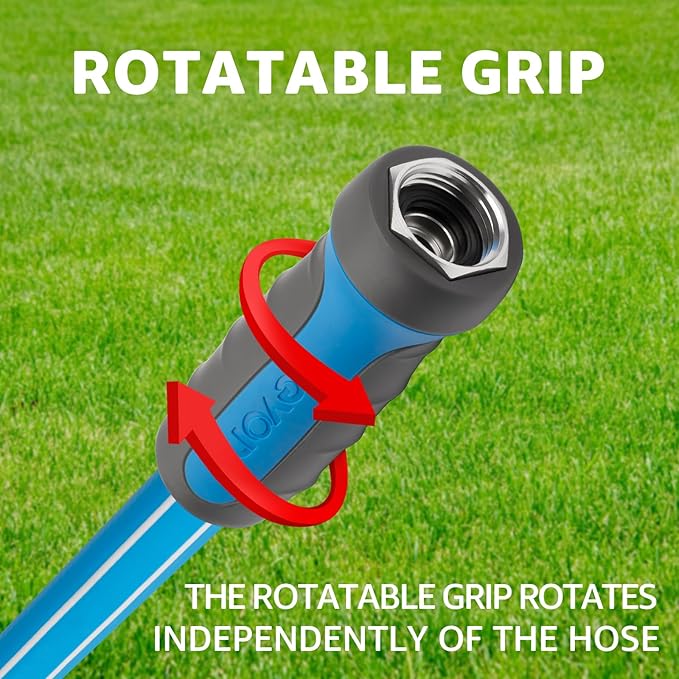 Fevone Garden Hose 12 ft., Lightweight Hybrid Water Hose, Flexible and Durable, Leak-Free Connections