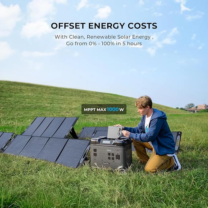 OUKITEL 5120Wh Power Station with 2x500W Solar Panels (2025 NEW), P5000 Pro Large Capacity Solar Generator, 5x3600W AC Output (5000W Peak), 1800W Fast Charging, 1000W MPPT Solar for Home Backup, RV