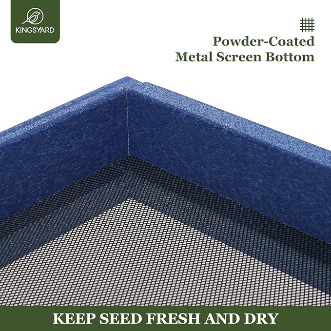 Kingsyard Platform Mealworm Bird Feeder for Outside, Recycled Plastic Hanging Tray Bird Feeders with Large Capacity 3.5 lbs, Premium Quality & Durable, Great for Attracting Wild Birds, Blue