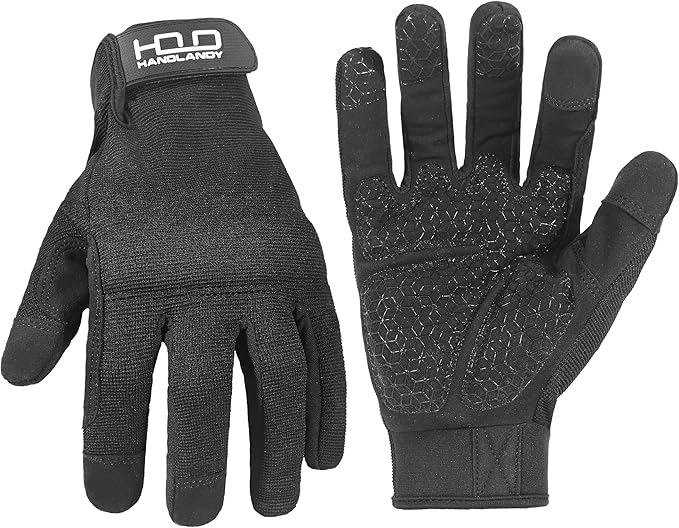 HANDLANDY Work Gloves for Men & Women, Utility Mechanic Working Gloves Touch Screen, Flexible Yard Work Gloves