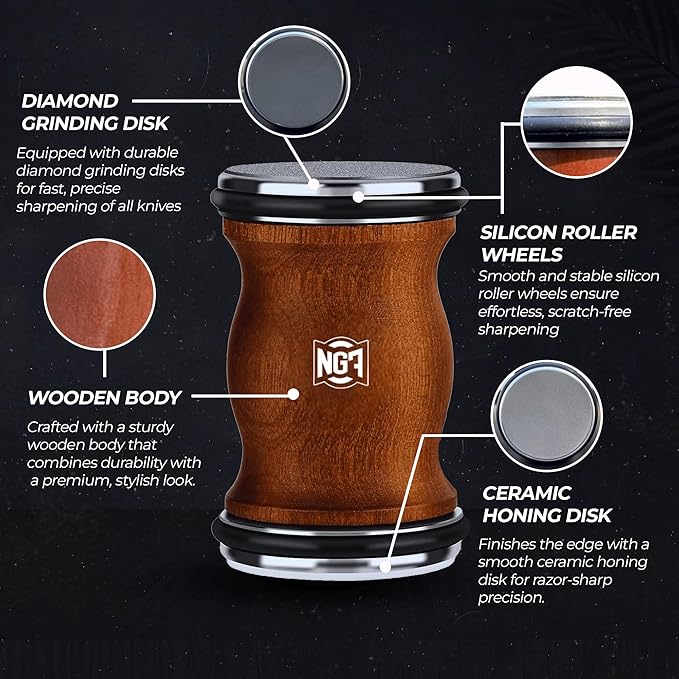 Rolling Knife Sharpener Kit with Diamond Discs, Multi Angle Magnetic Knife Sharpener Roller Tool for Kitchen and Pocket Knives Diamond&Ceramic Knife Sharpening System Set