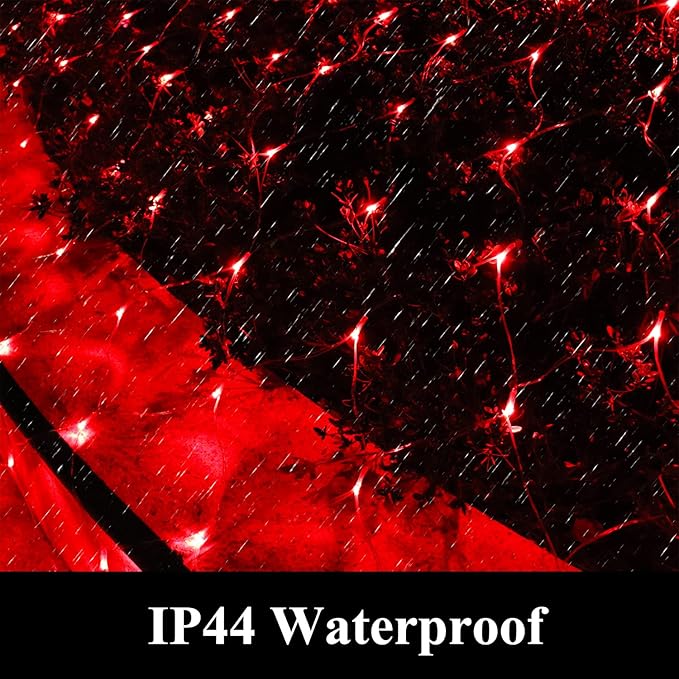 Net Light Christmas Lights Red, 240 LED Tree Mesh Lights Outdoor Plug in Hanging String Lights for Xmas, Halloween, Garden, Walkway, Bushes Decor-9.8ft x 6.6ft(Red)