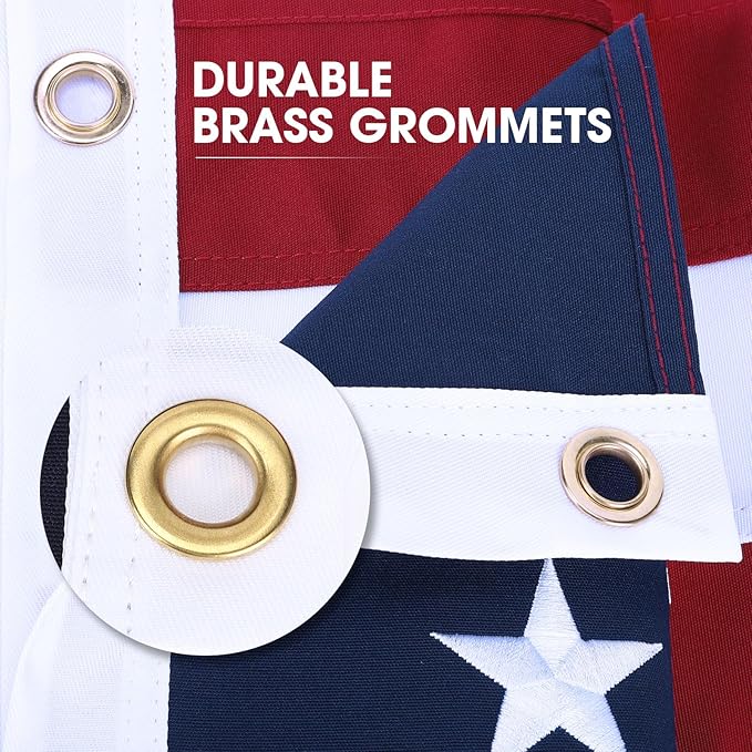 American Flag 3x5 FT,Weatherproof Heavy Duty Polyester Canvas Flags Ultra Durable Tear-Resistant, Deluxe Embroidered Stars & Sewn Stripes, Perfect for Outdoor Use with Brass Grommets