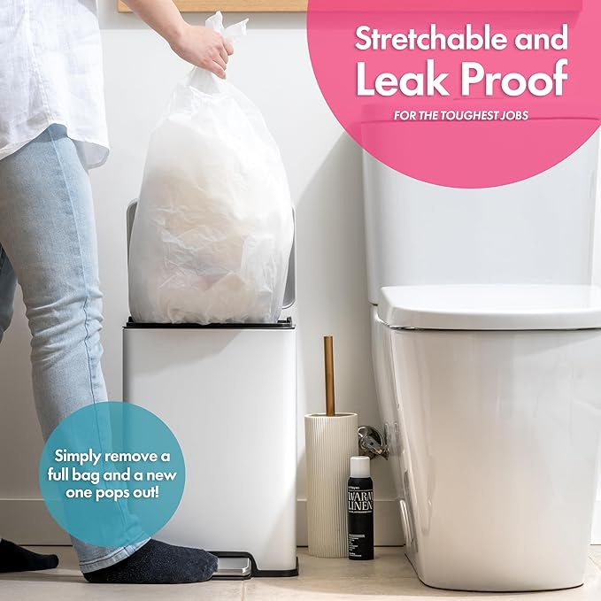 Trash Bags - Small Garbage Bags, Clear Trash Can Liners for Bathroom Bins, Bedroom, Office & Kitchen Waste, Multi-Purpose Household Wastebasket Cleaning Supplies - 4 Gallon, Pack of 6